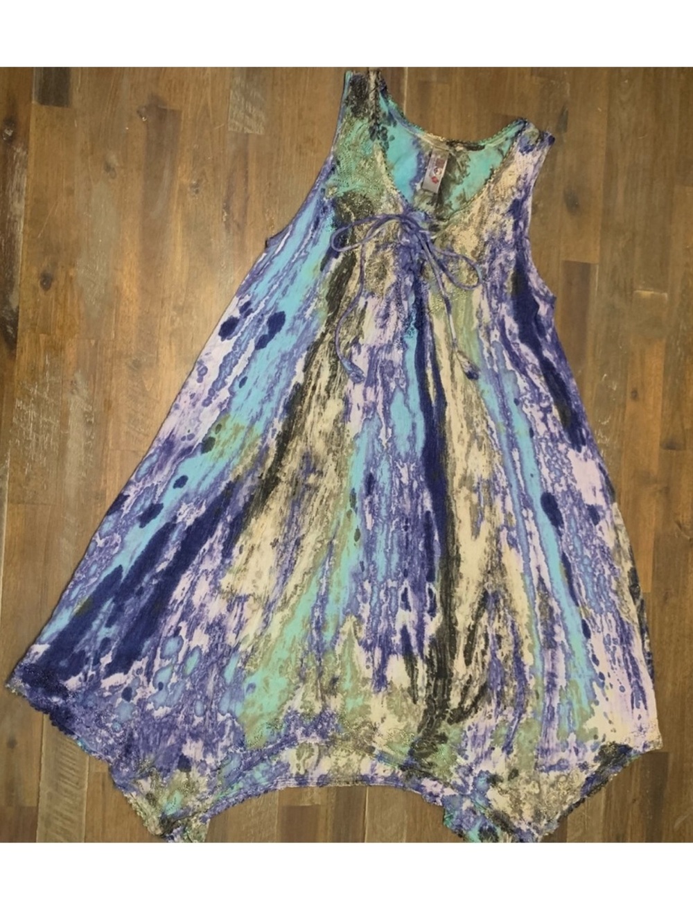 Indian Boutique beautiful blue and green tie dye loose fit dress